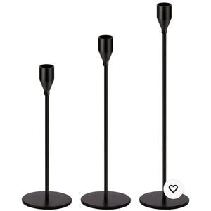 Matte Black Candle Holders Candlestick Set of 3,